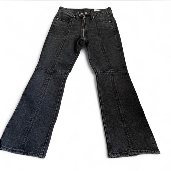 Rag & Bone Faded Black High Rise Moto Zippered Cropped Jeans ✨ - Picture 2 of 8